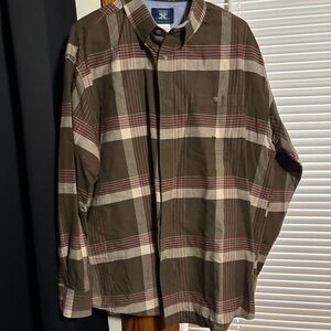 Wrangler Men's Plaid Shirt Jacket in Brown and Cream